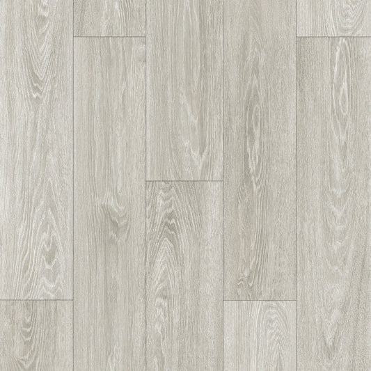 Close-up of a gray wood-patterned floor tile