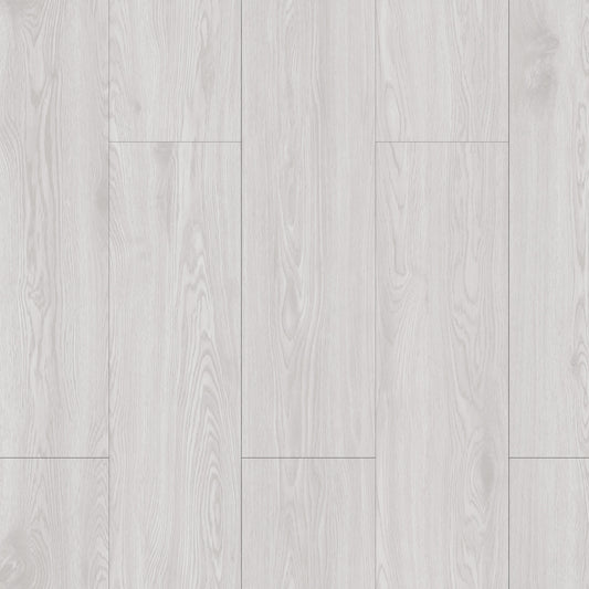 Close-up of a light gray wood-patterned floor tile